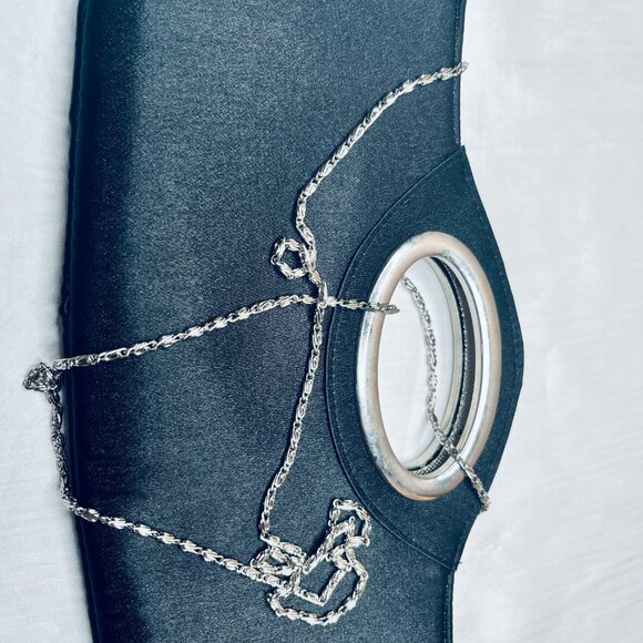 Timeless Elegance: Vintage Black Satin Handbag - Picture 5 of 10